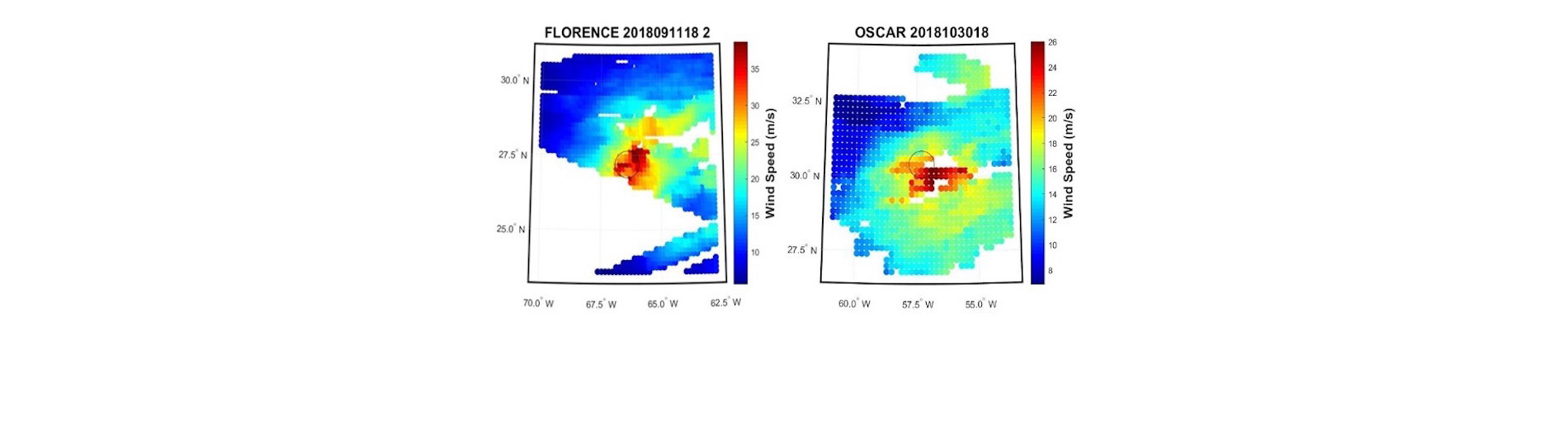 This graphic illustrates information gathered from the CYGNSS Level 3 Storm Centric Grid Science Data Record Version 1.0 Dataset