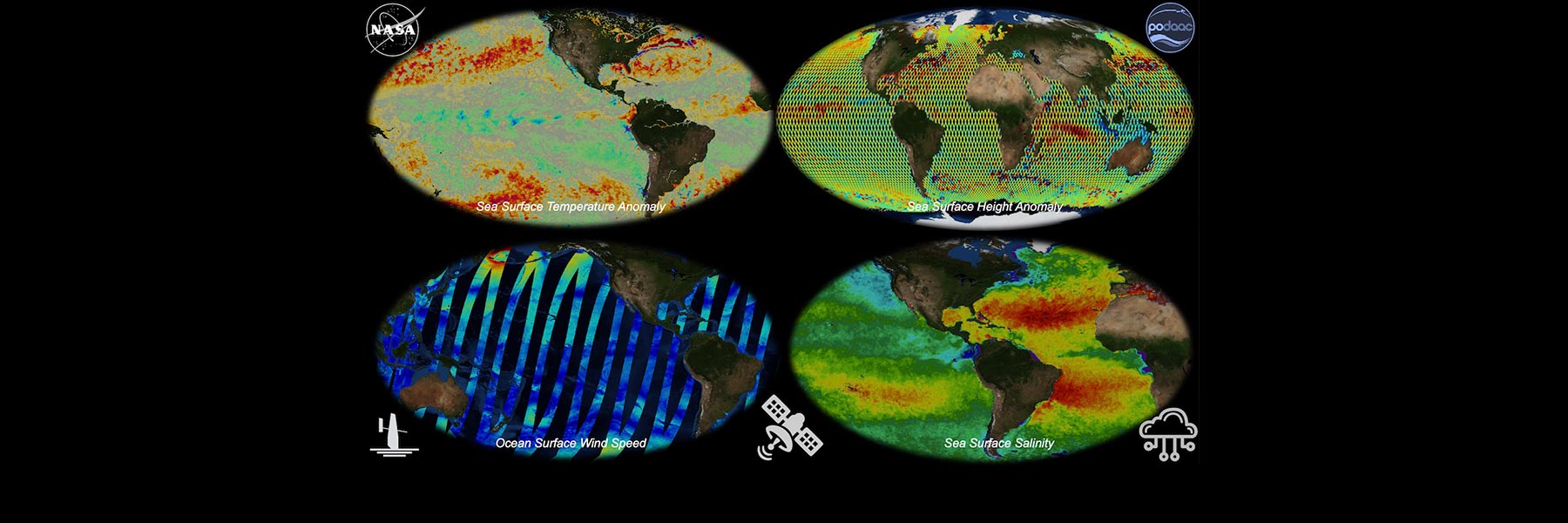 This graphic illustrates information gathered from the upcoming webinar featuring, PO.DAAC: An Open Ocean of Remote Sensing and In Situ Data for Science in the Cloud